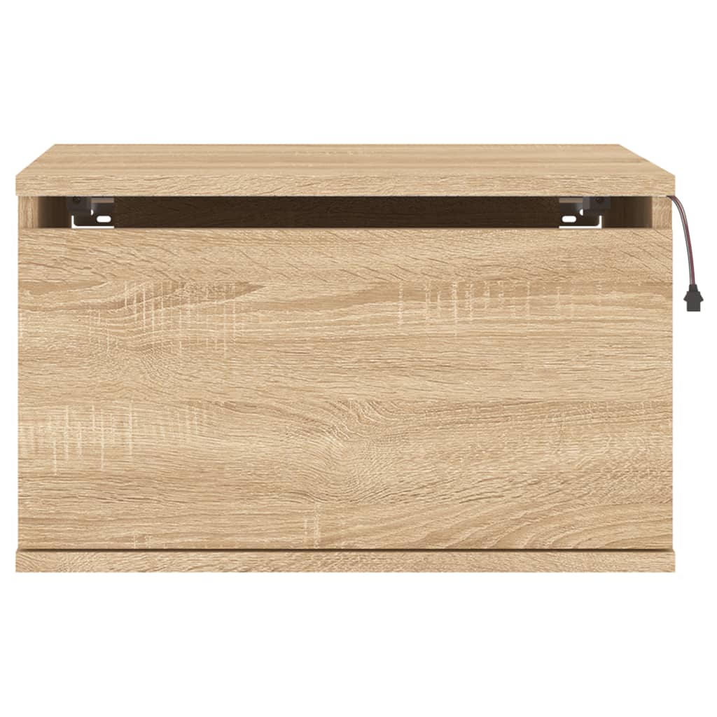 Sonoma Oak LED Wall-Mounted Bedside Cabinet - Sleek & Modern Design