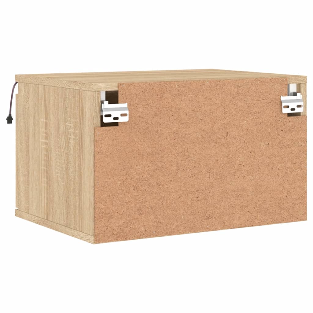 Sonoma Oak LED Wall-Mounted Bedside Cabinet - Sleek & Modern Design
