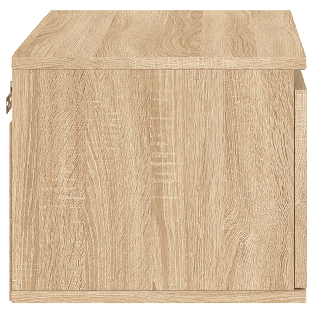 Sonoma Oak Wall-Mounted Bedside Cabinets with LED Lights, 2 Pack