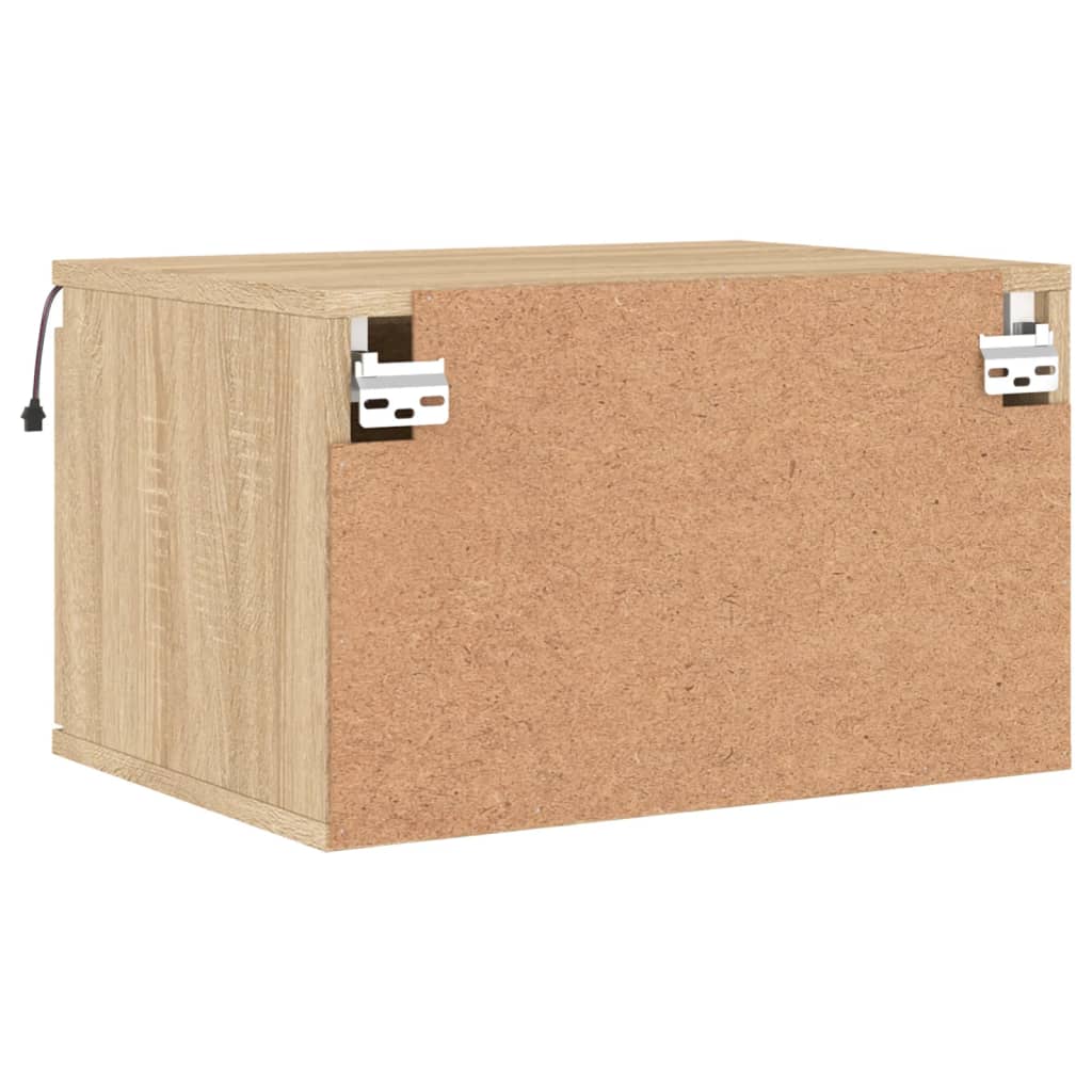 Sonoma Oak Wall-Mounted Bedside Cabinets with LED Lights, 2 Pack