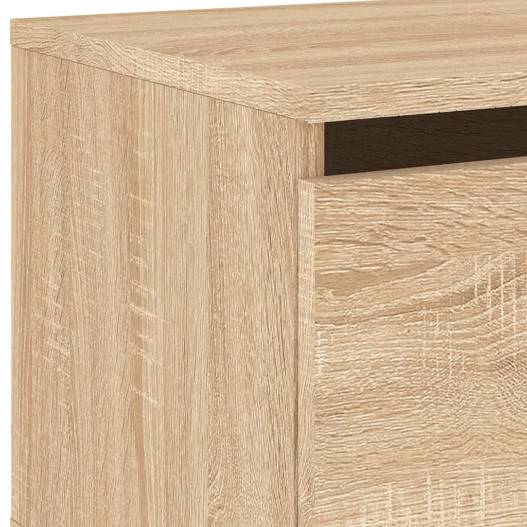 Sonoma Oak Wall-Mounted Bedside Cabinets with LED Lights, 2 Pack
