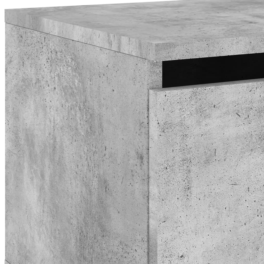 Concrete Grey Wall-Mounted Bedside Cabinets with LED Lights, 2 Pcs