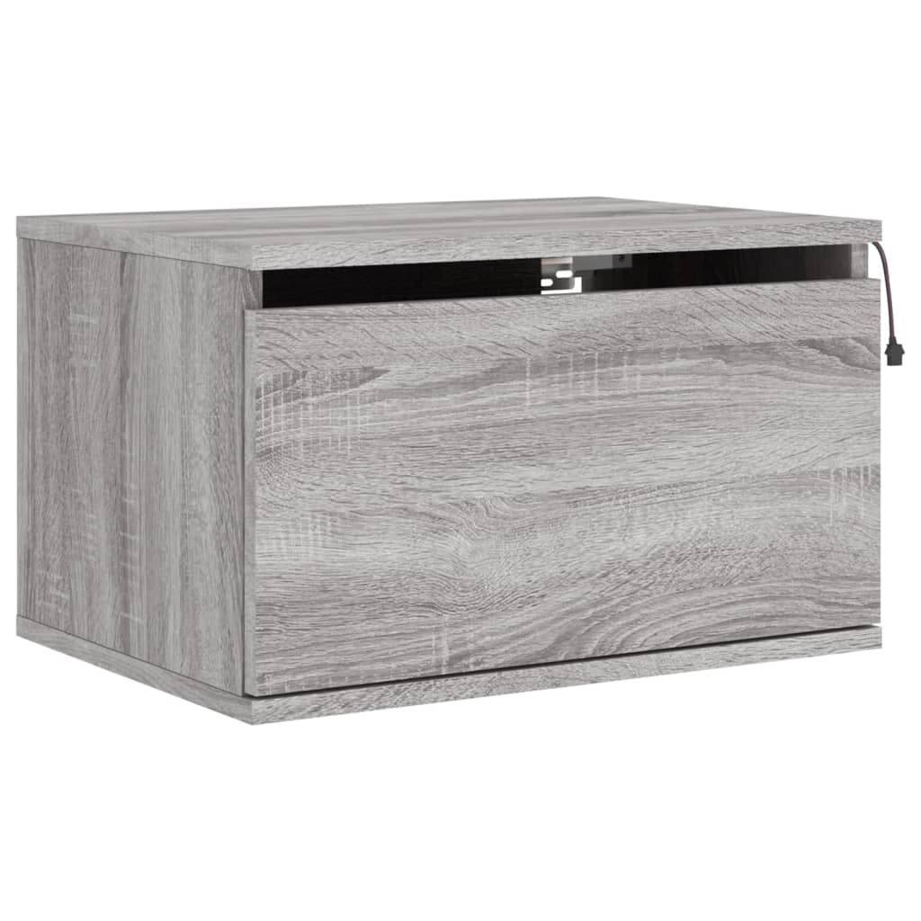 Grey Sonoma Wall-Mounted Bedside Cabinet with LED Lights