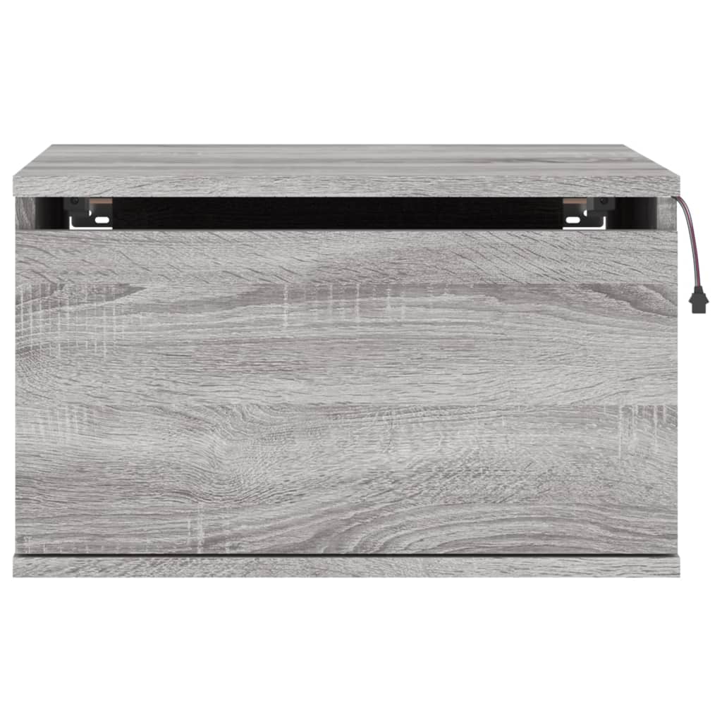 Grey Sonoma Wall-Mounted Bedside Cabinet with LED Lights