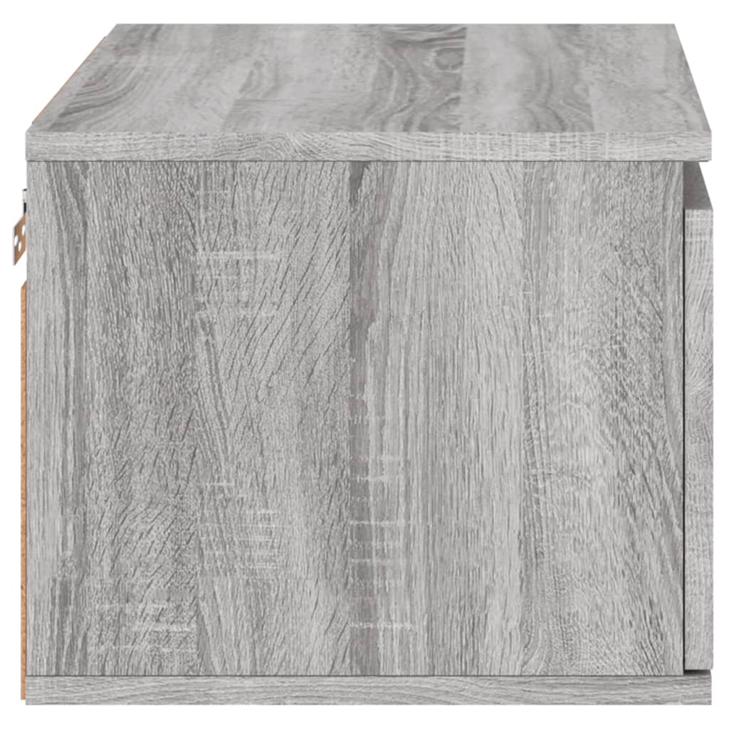 Grey Sonoma Wall-Mounted Bedside Cabinet with LED Lights
