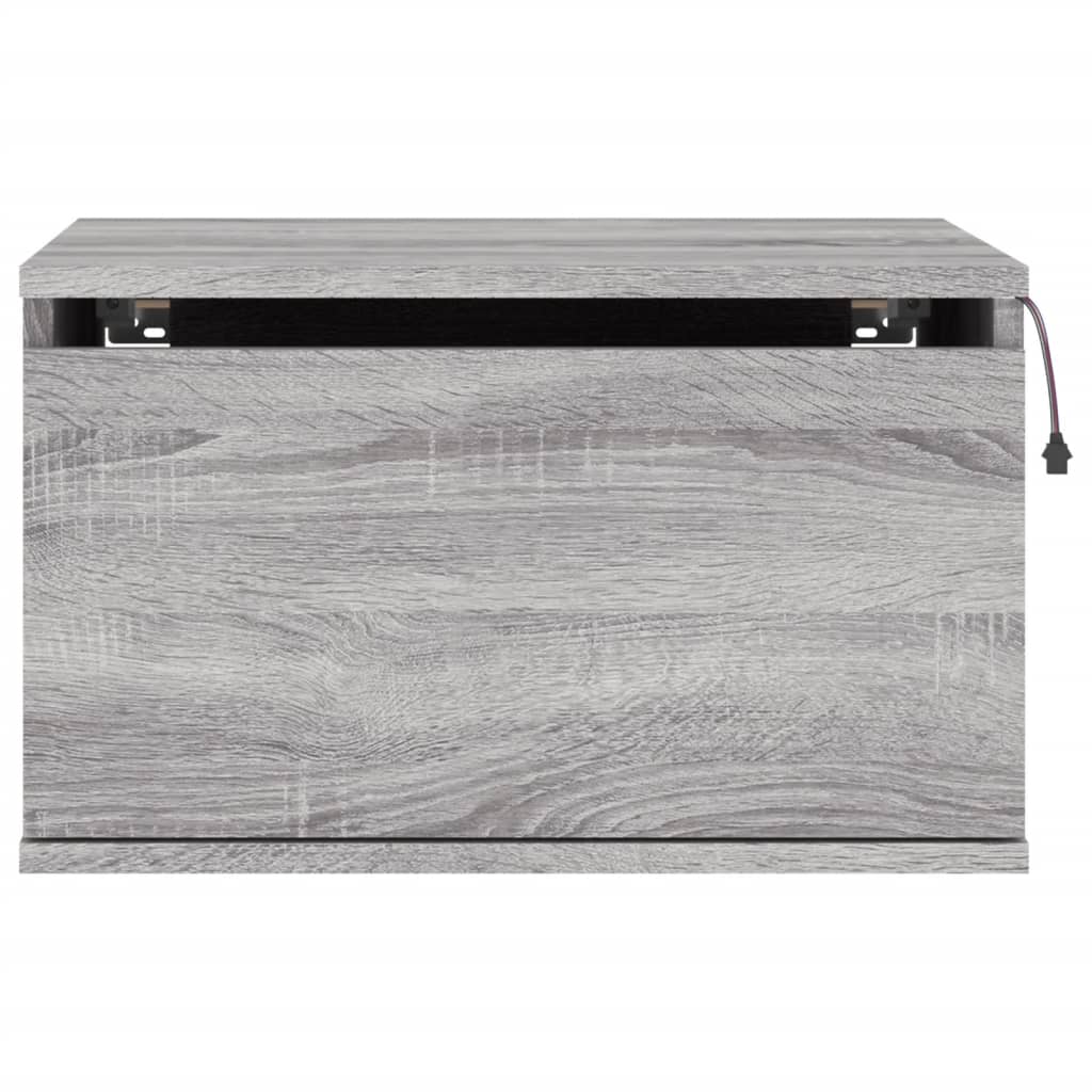 Grey Sonoma Wall-mounted Bedside Cabinets, 2 pcs with LED Lights