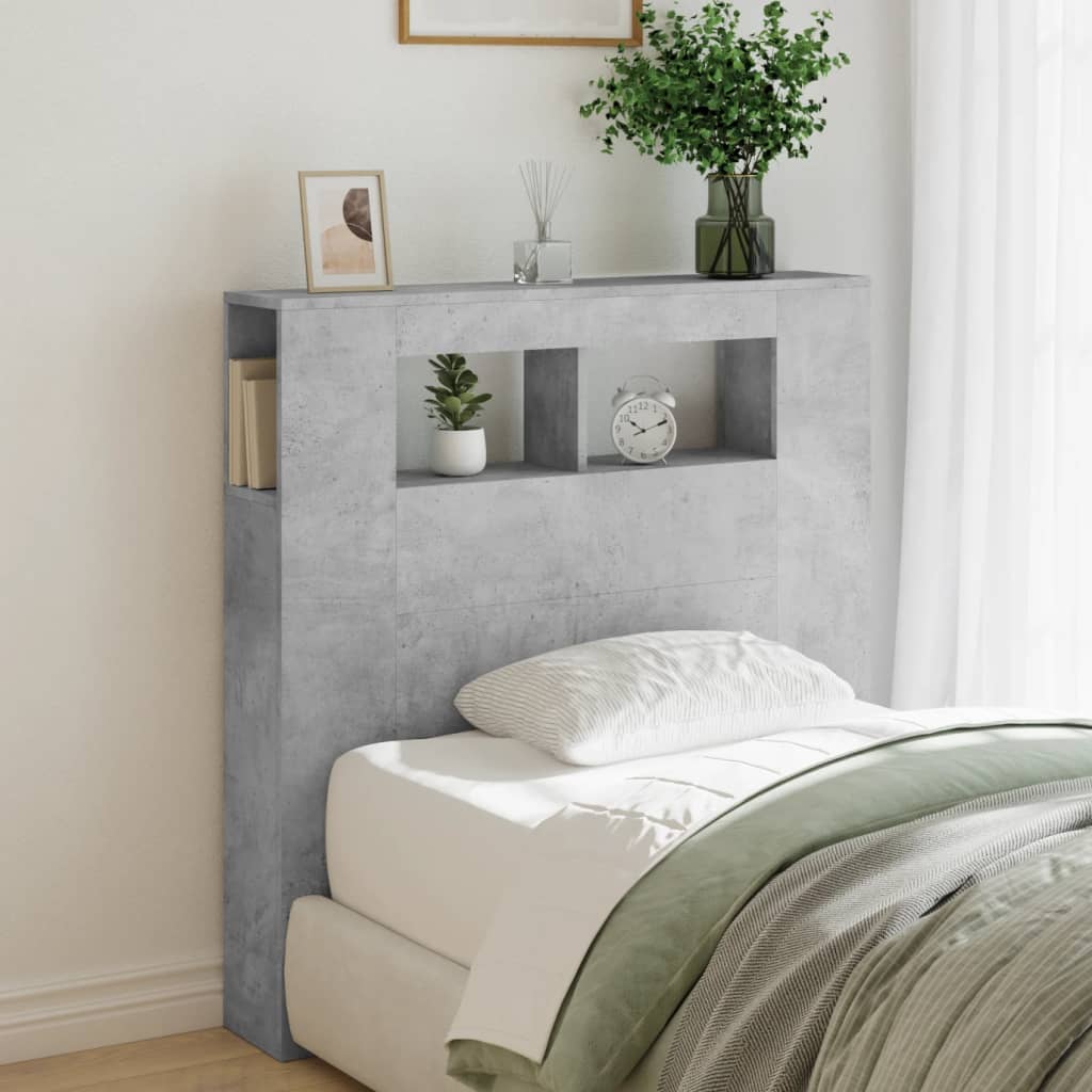 Concrete Grey LED Headboard 100x18.5x103.5 cm - Engineered Wood