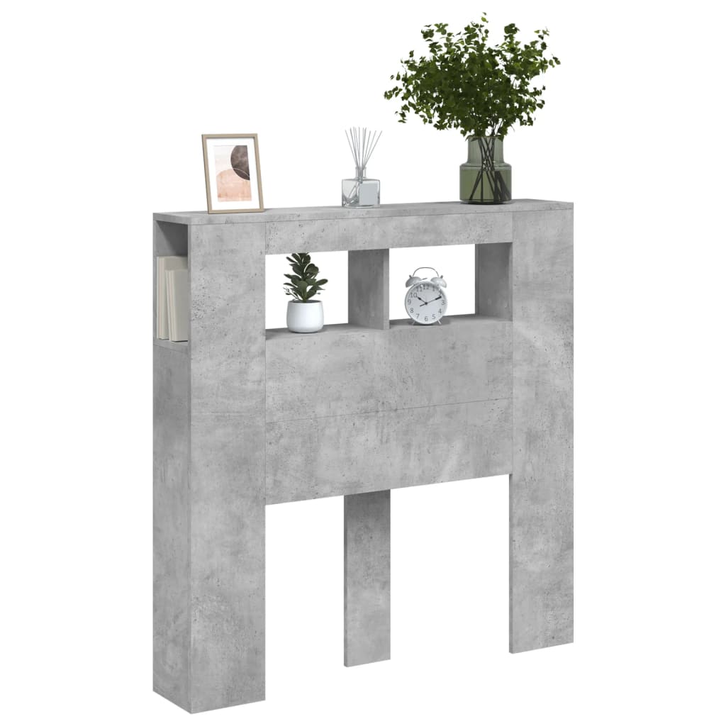 Concrete Grey LED Headboard 100x18.5x103.5 cm - Engineered Wood