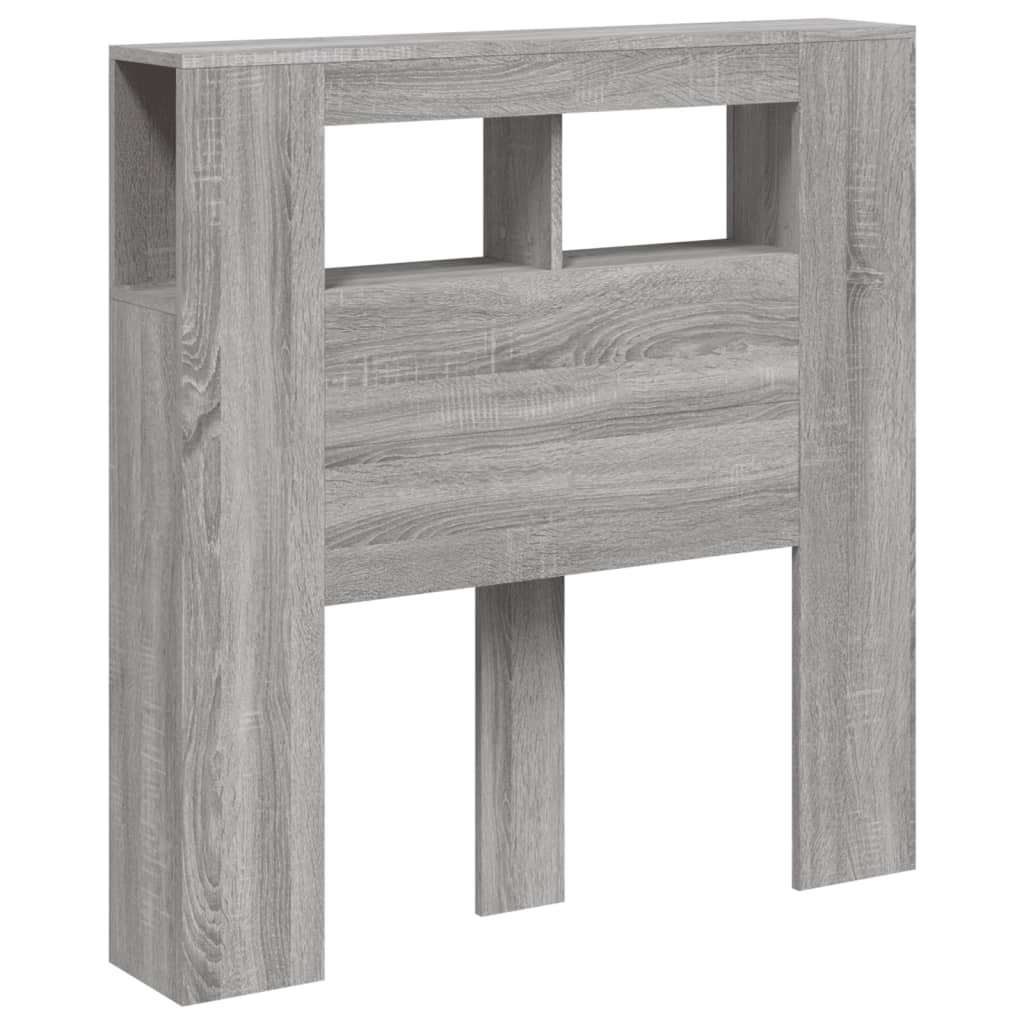 LED Headboard Grey Sonoma, Engineered Wood 100x18.5x103.5 cm
