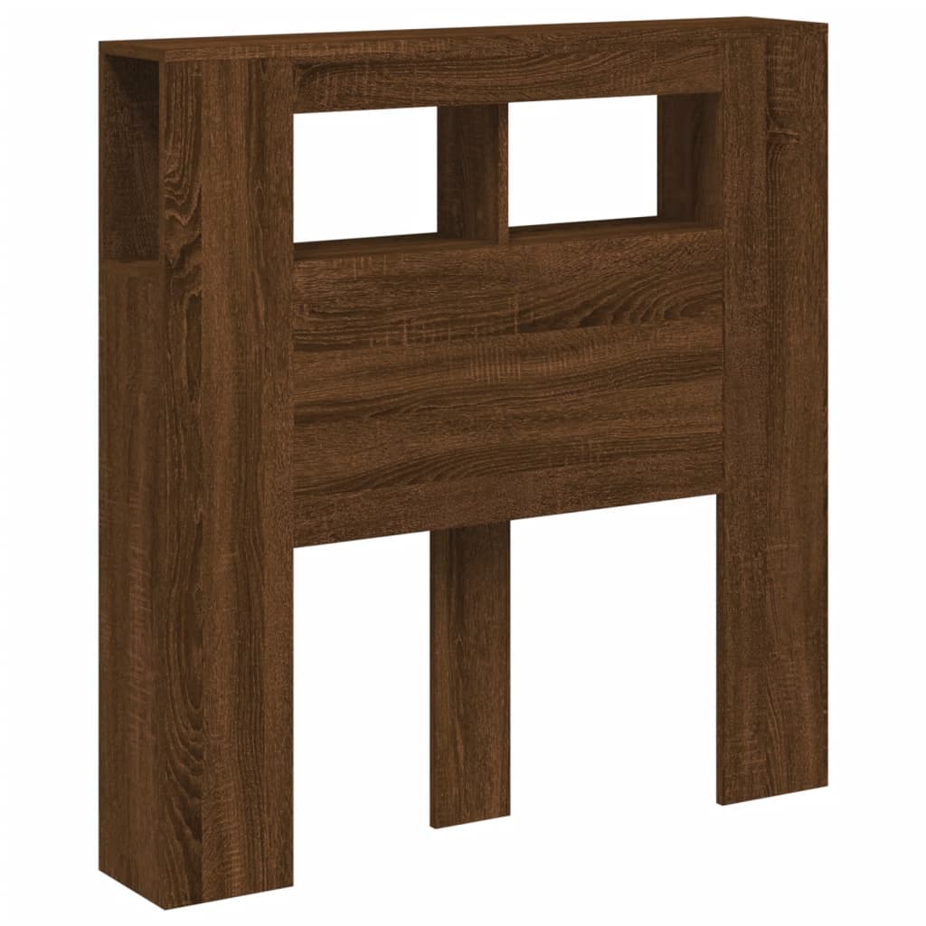 LED Headboard Brown Oak Engineered Wood 100x18.5x103.5 cm
