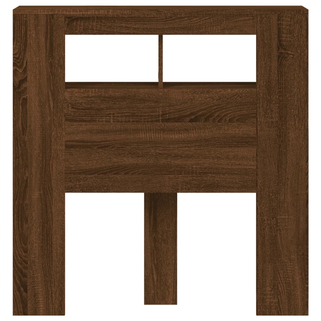 LED Headboard Brown Oak Engineered Wood 100x18.5x103.5 cm