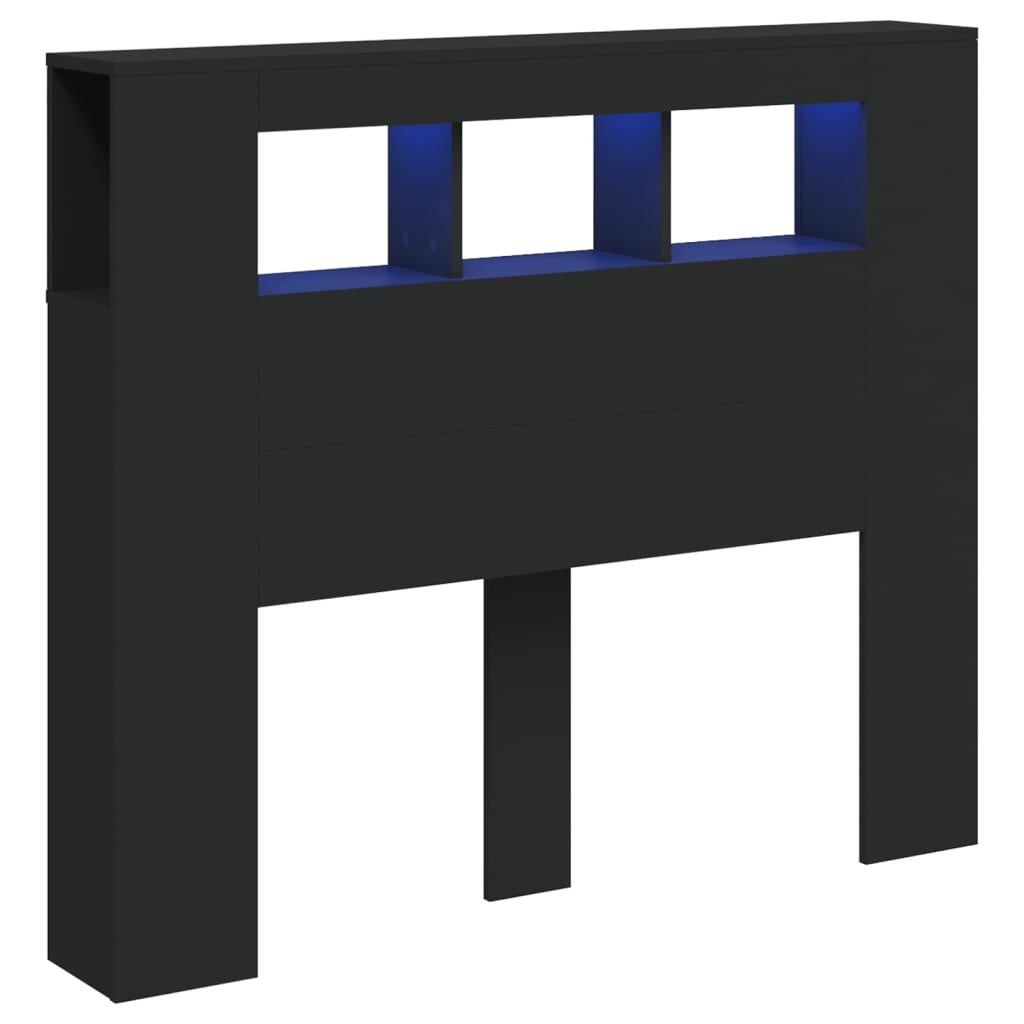 LED Headboard Black Engineered Wood 120x18.5x103.5 cm