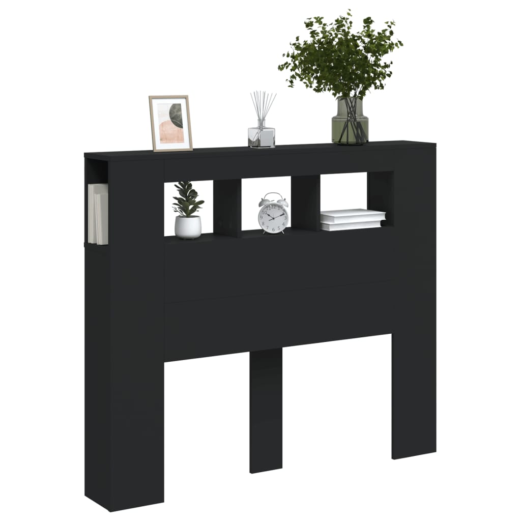 LED Headboard Black Engineered Wood 120x18.5x103.5 cm