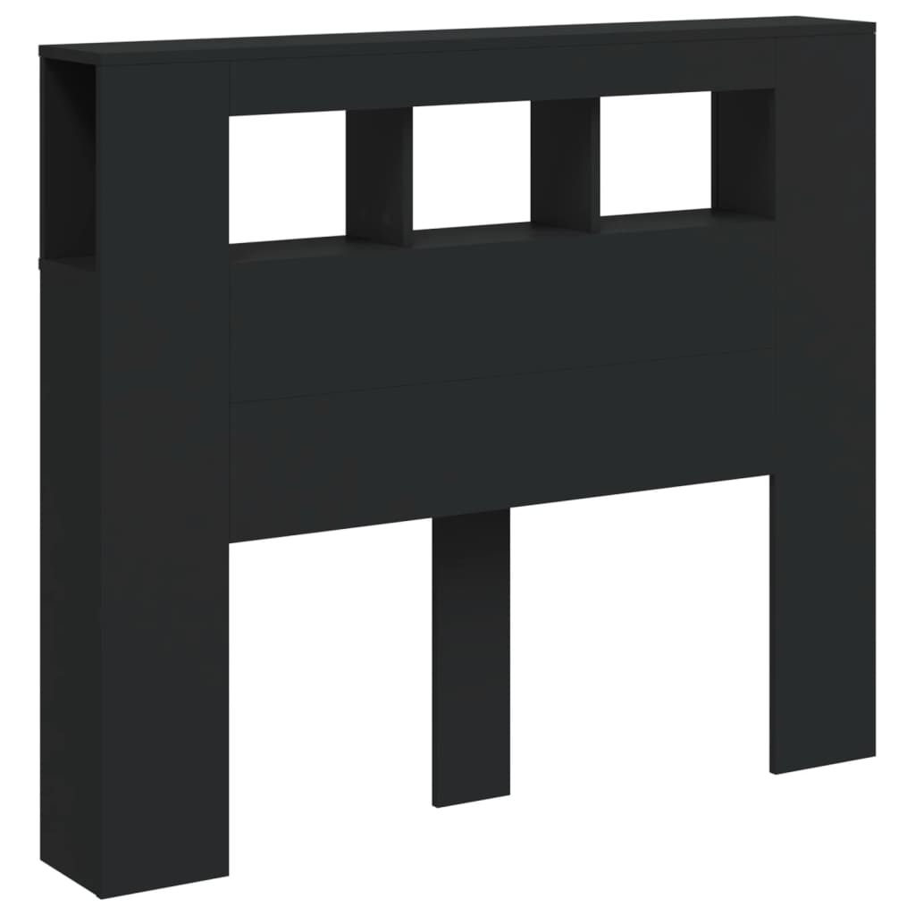 LED Headboard Black Engineered Wood 120x18.5x103.5 cm