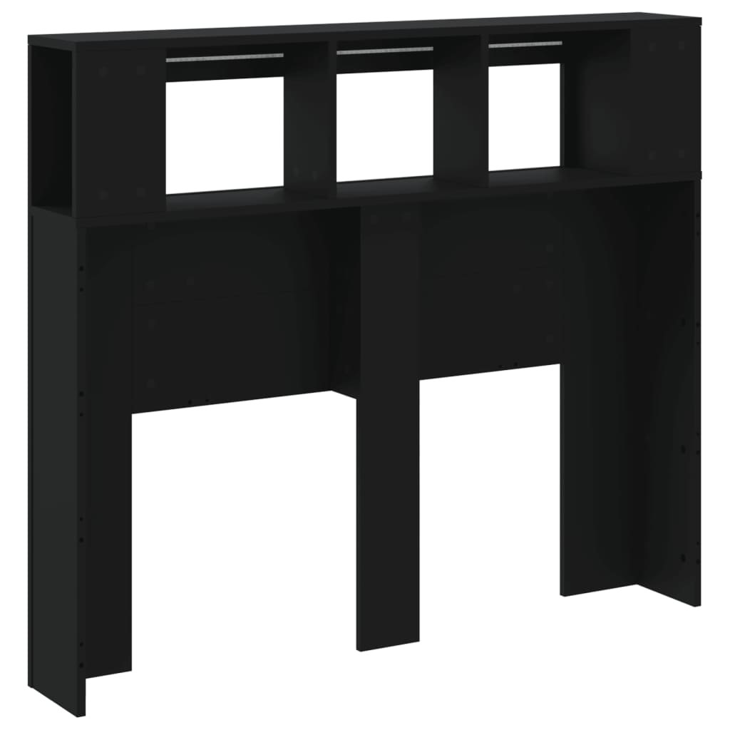 LED Headboard Black Engineered Wood 120x18.5x103.5 cm