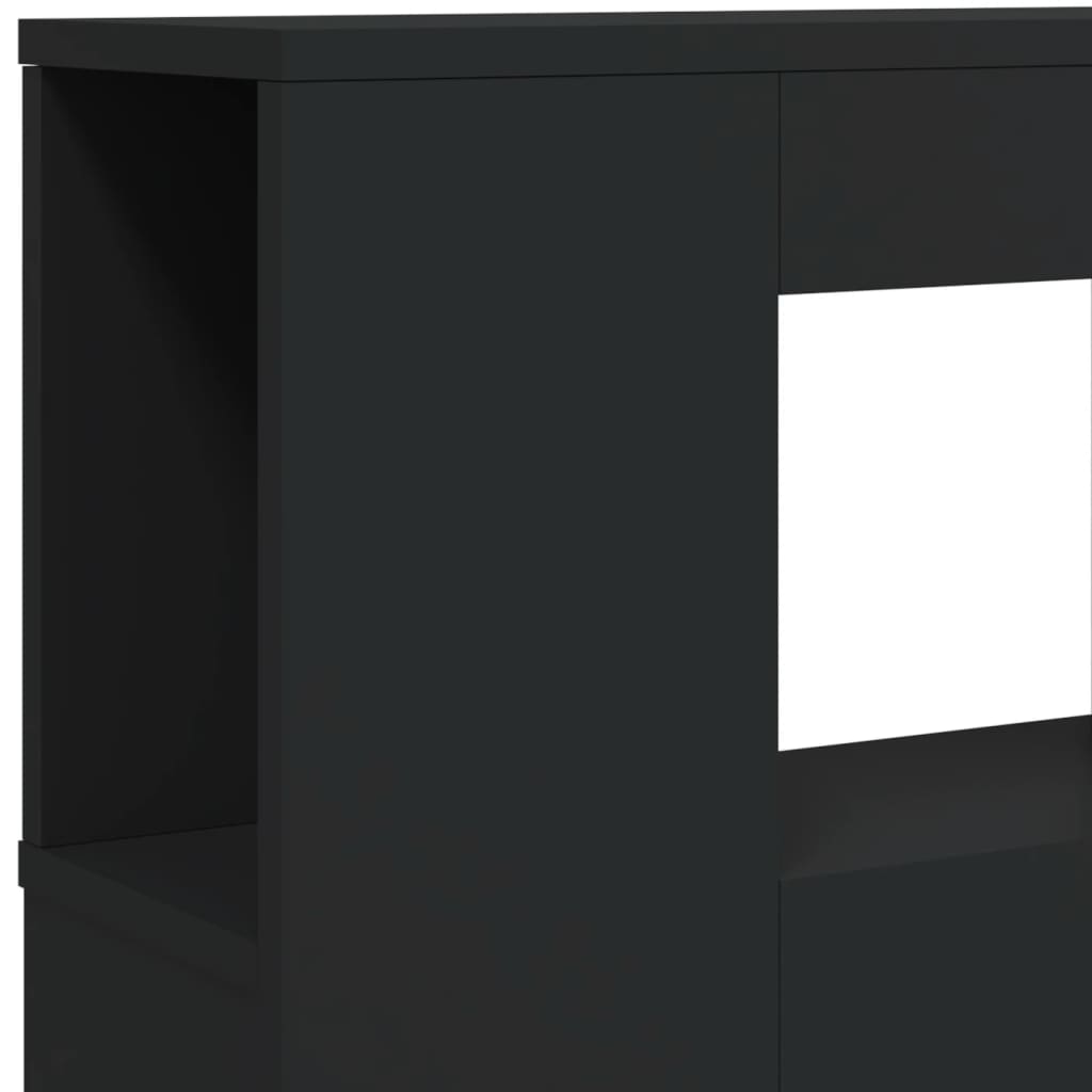 LED Headboard Black Engineered Wood 120x18.5x103.5 cm