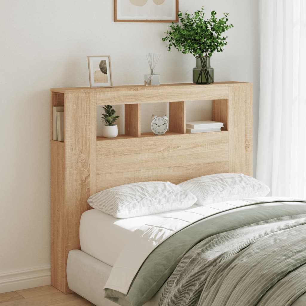 Sonoma Oak LED Headboard - 120x18.5x103.5 cm Engineered Wood