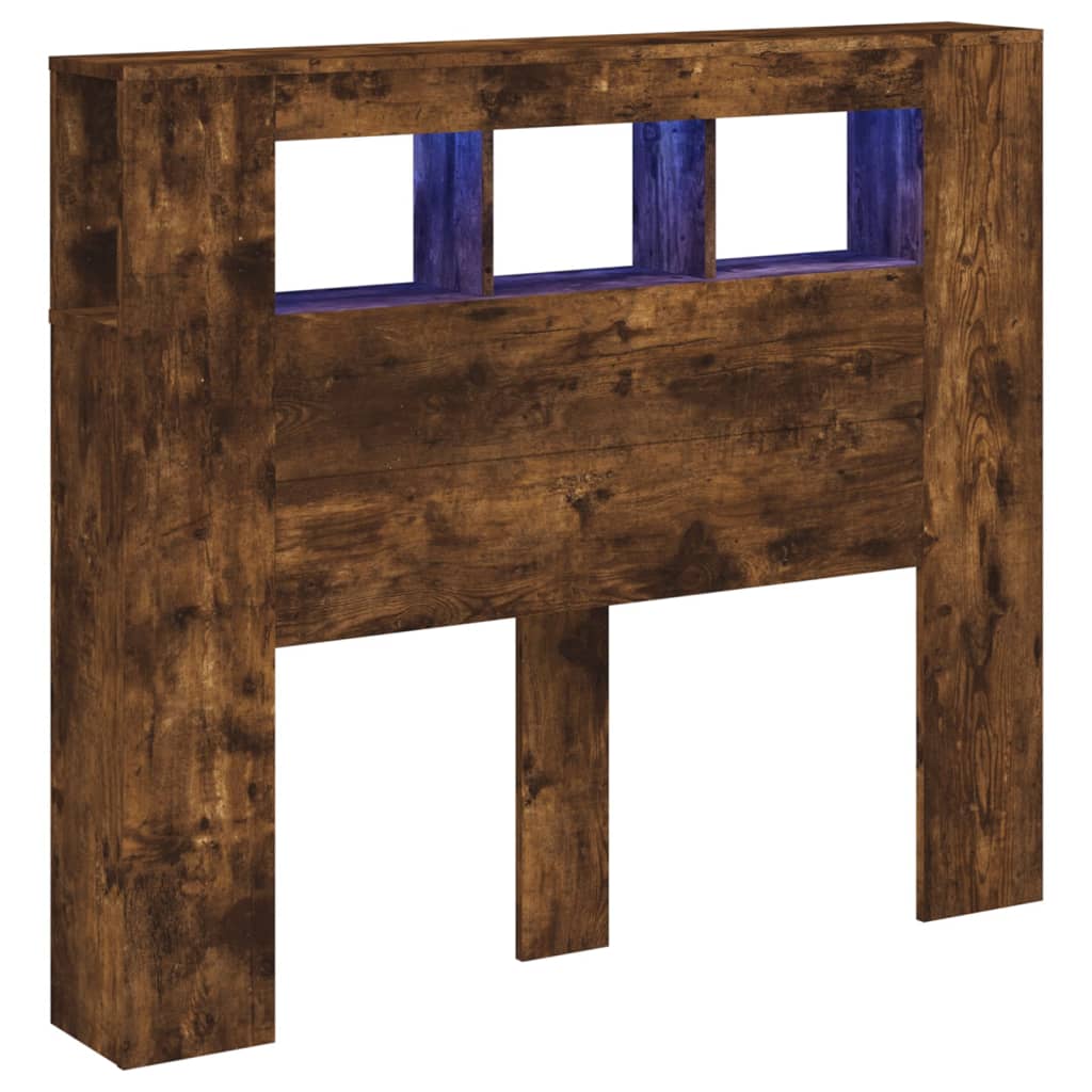 Smoked Oak LED Headboard 120x18.5x103.5 cm - Engineered Wood
