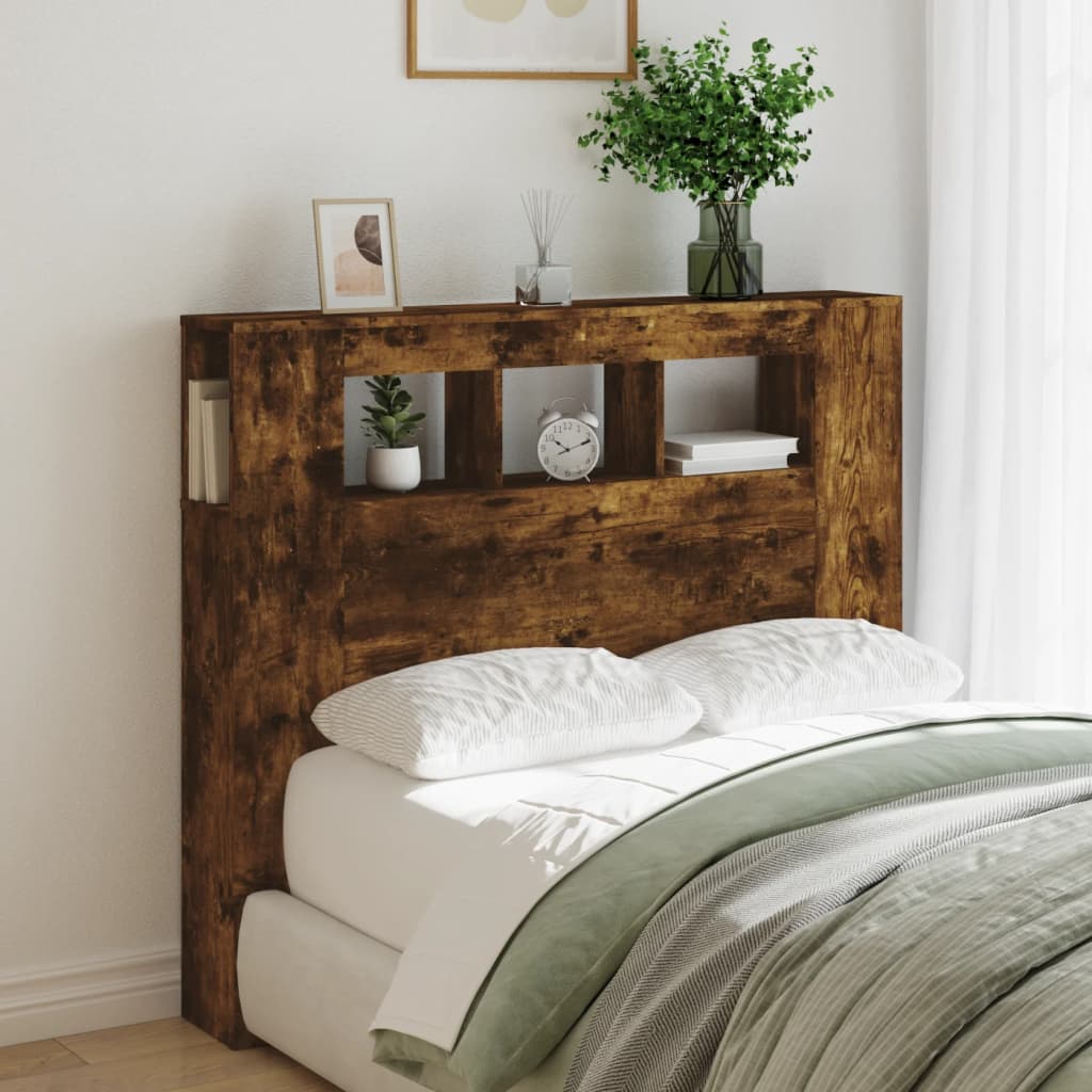Smoked Oak LED Headboard 120x18.5x103.5 cm - Engineered Wood