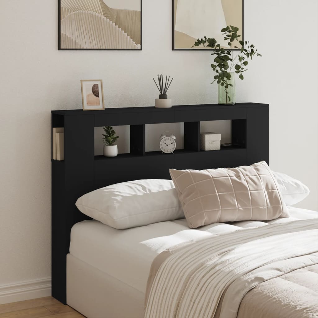 Black LED Headboard - 140x18.5x103.5 cm - Engineered Wood