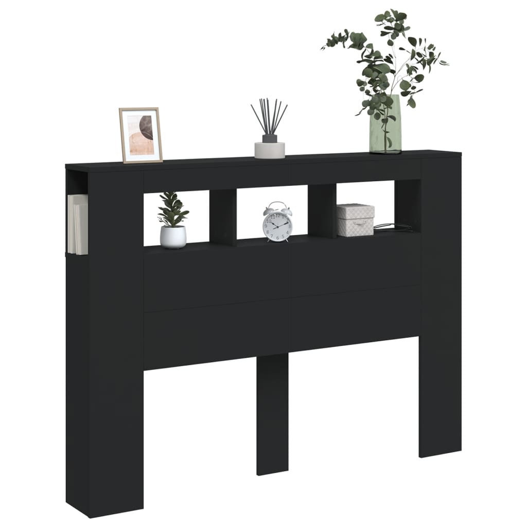 Black LED Headboard - 140x18.5x103.5 cm - Engineered Wood
