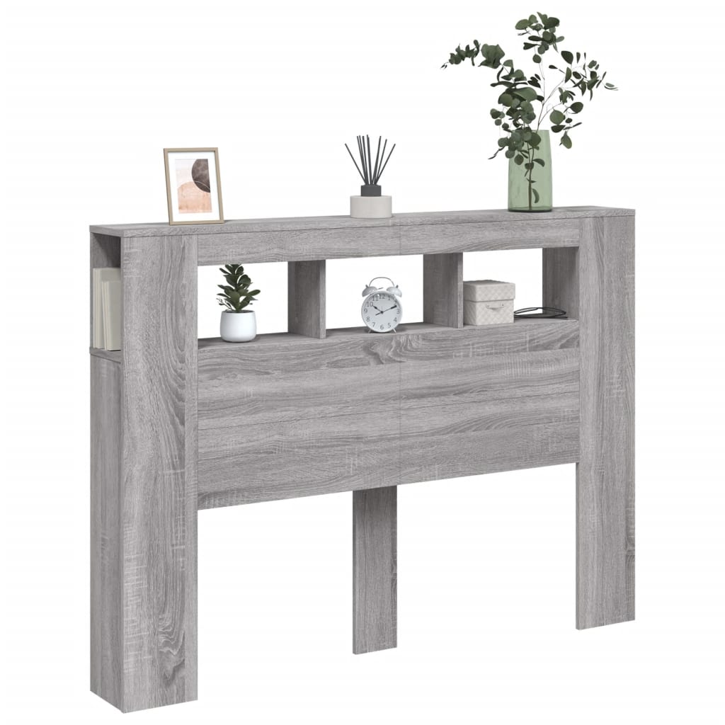 Grey Sonoma LED Headboard in Engineered Wood - 140x18.5x103.5 cm