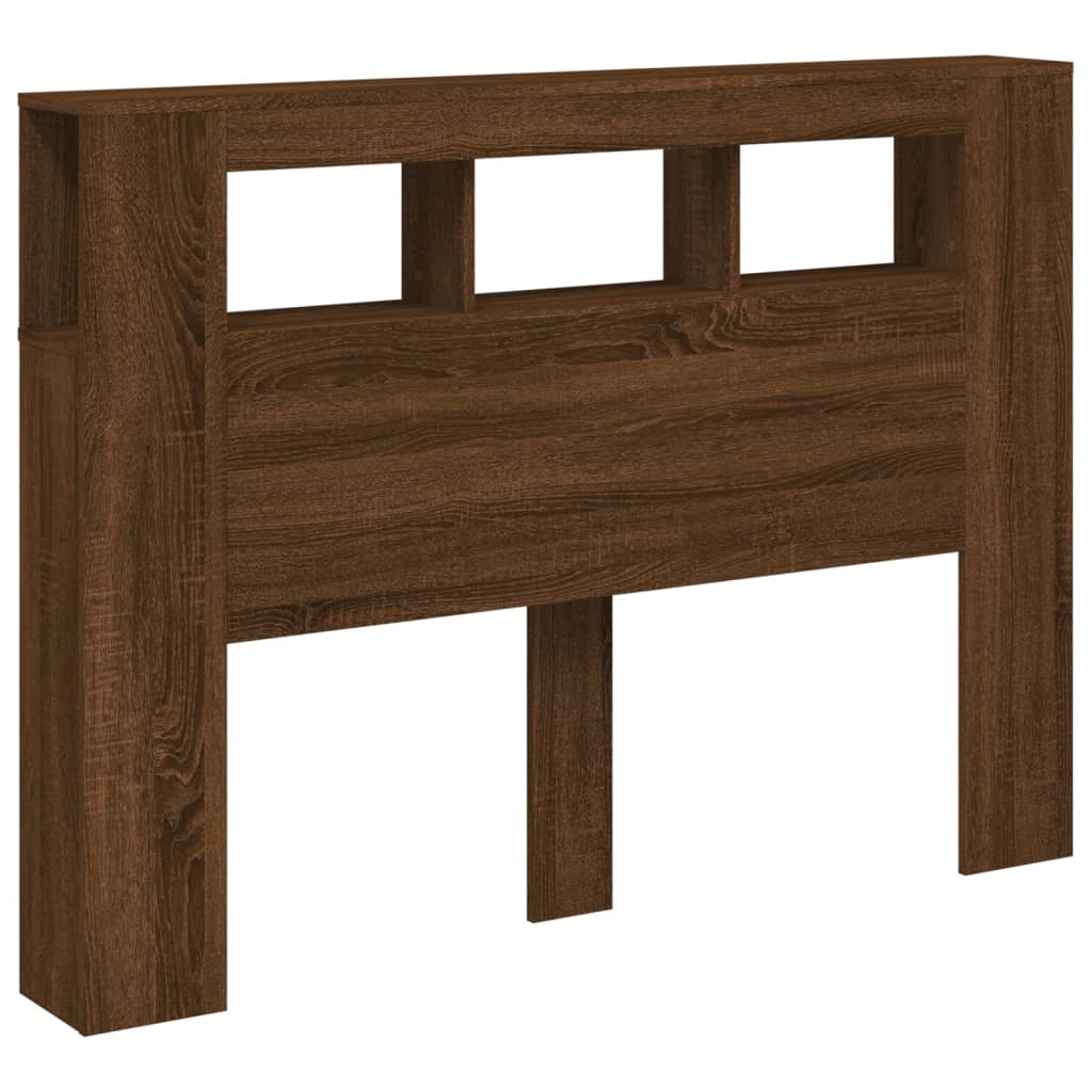 Brown Oak LED Headboard - Engineered Wood, 140x18.5x103.5 cm