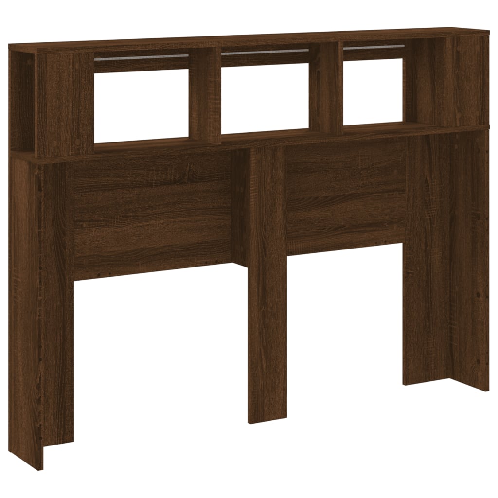 Brown Oak LED Headboard - Engineered Wood, 140x18.5x103.5 cm