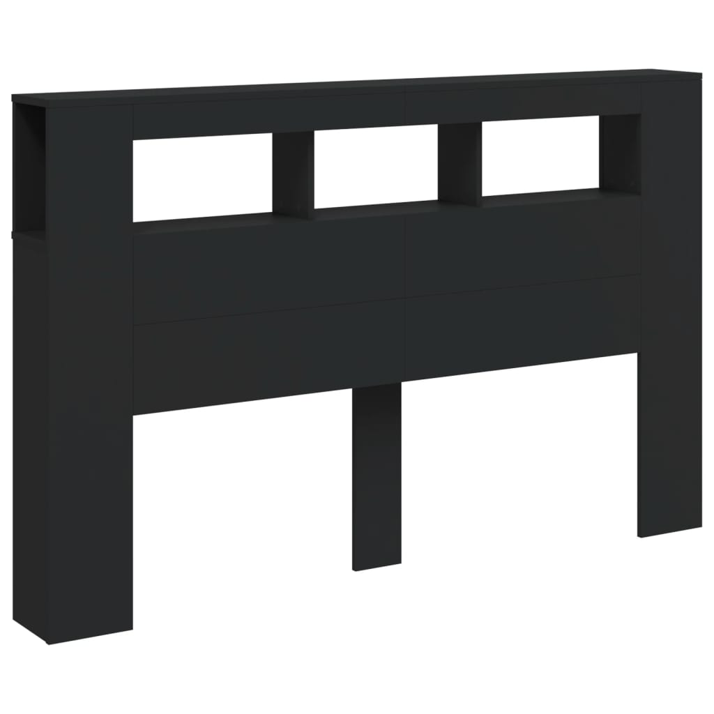 Black LED Headboard, Engineered Wood, 160x18.5x103.5 cm