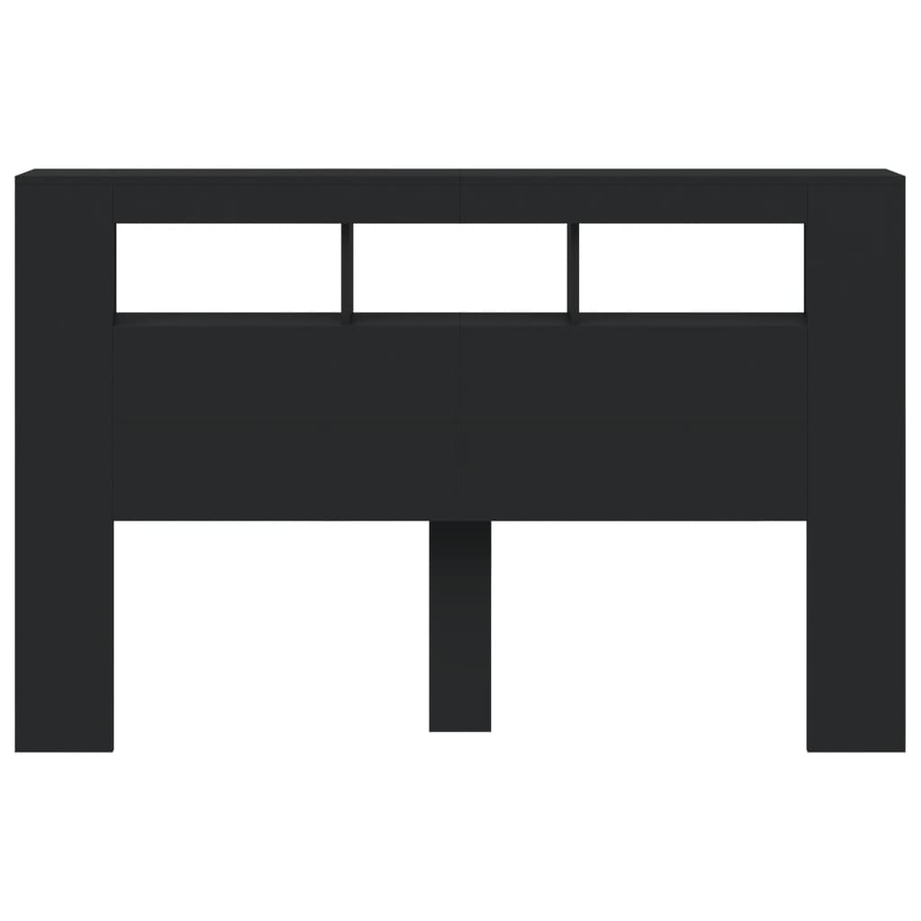Black LED Headboard, Engineered Wood, 160x18.5x103.5 cm
