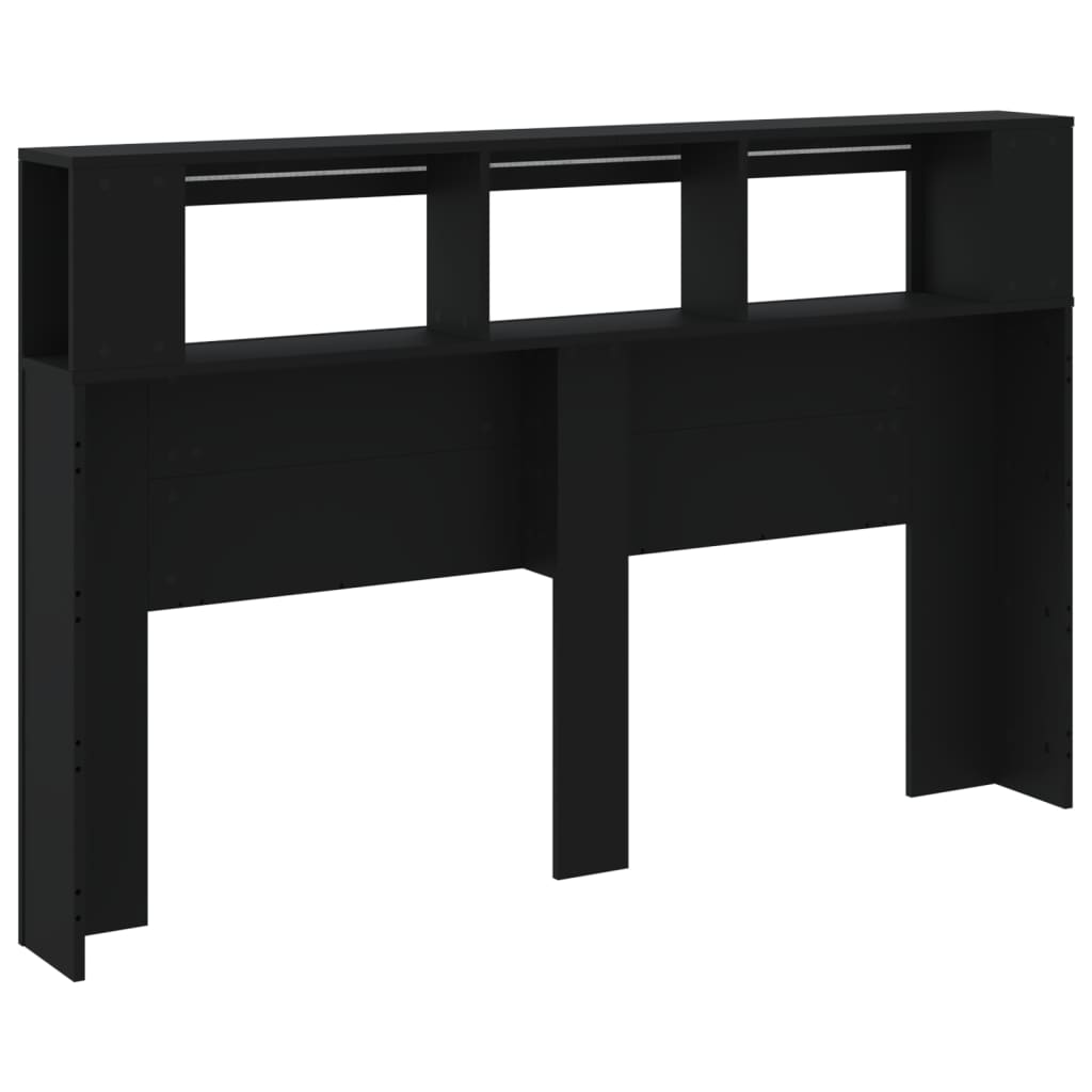 Black LED Headboard, Engineered Wood, 160x18.5x103.5 cm