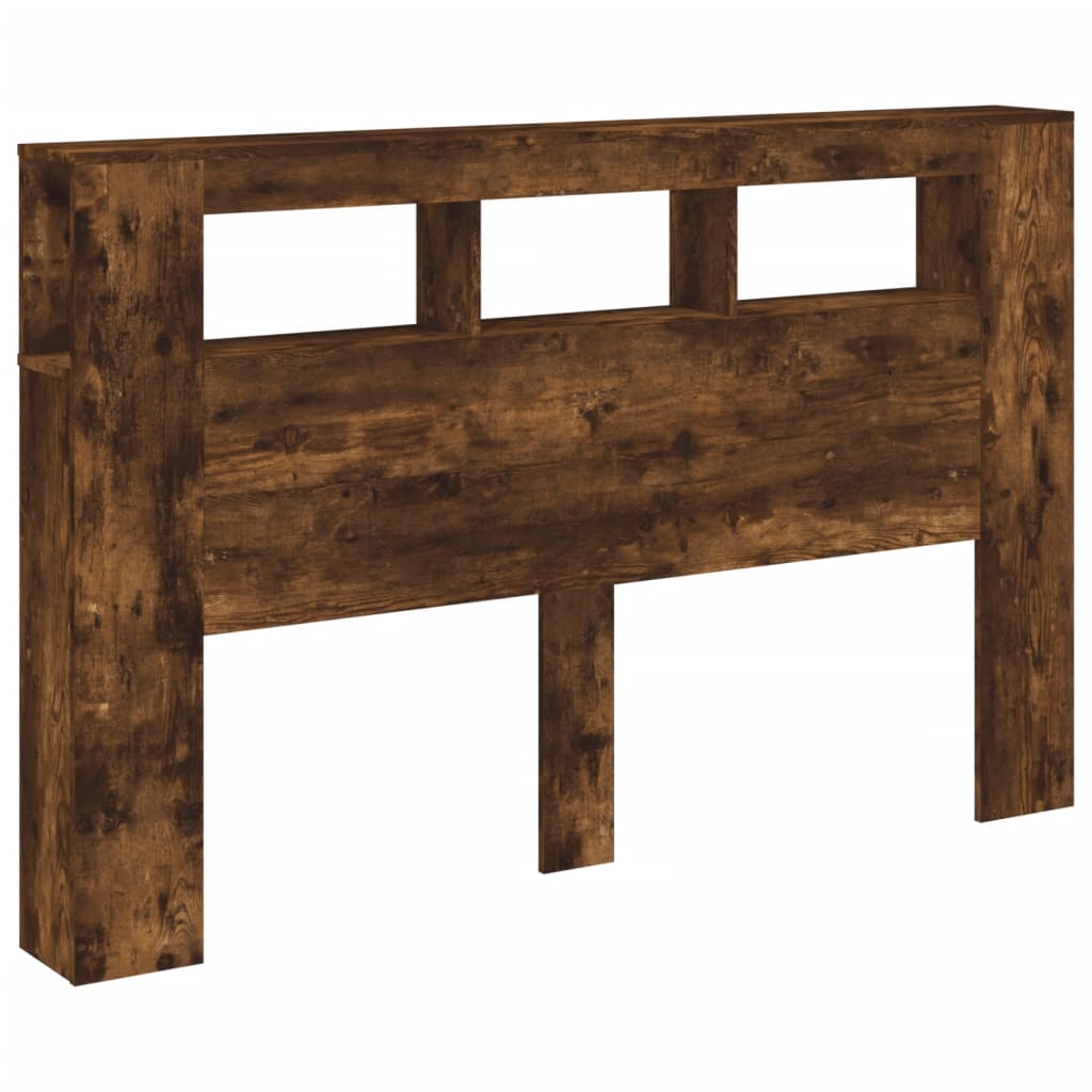 Smoked Oak LED Headboard, Engineered Wood, 160x18.5x103.5 cm