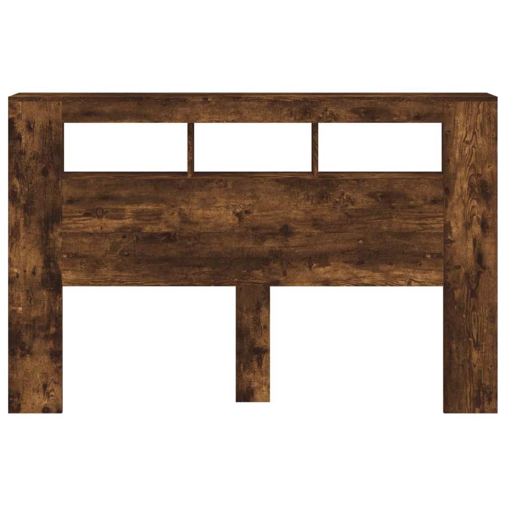Smoked Oak LED Headboard, Engineered Wood, 160x18.5x103.5 cm