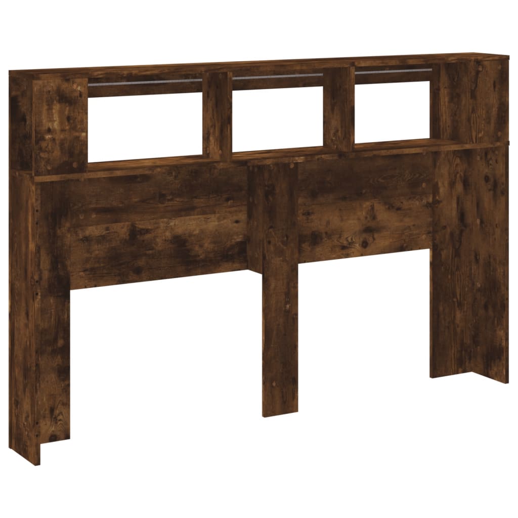 Smoked Oak LED Headboard, Engineered Wood, 160x18.5x103.5 cm