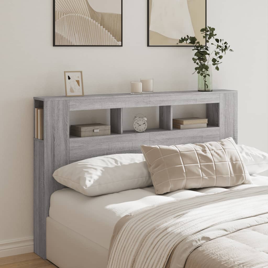 Grey Sonoma LED Headboard 160x18.5x103.5 cm - Engineered Wood