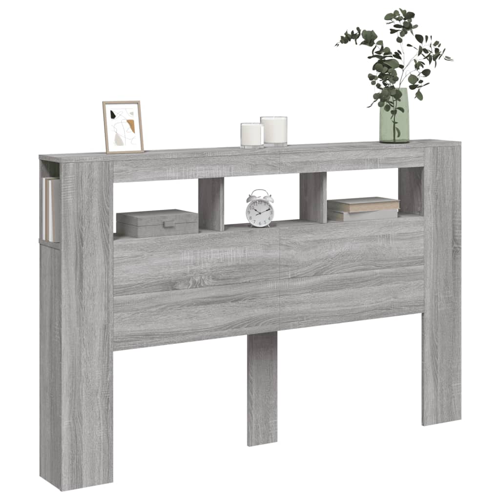 Grey Sonoma LED Headboard 160x18.5x103.5 cm - Engineered Wood
