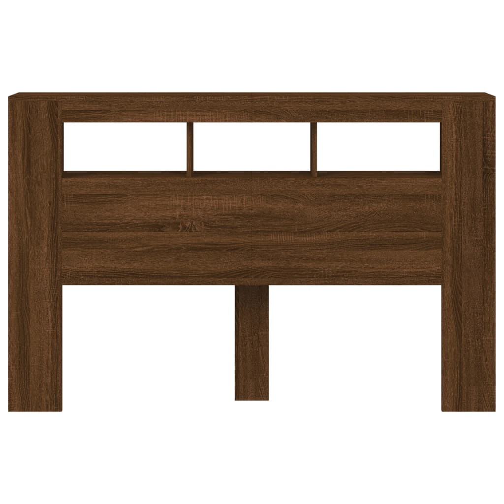 Brown Oak LED Headboard, Engineered Wood, 160x18.5x103.5 cm