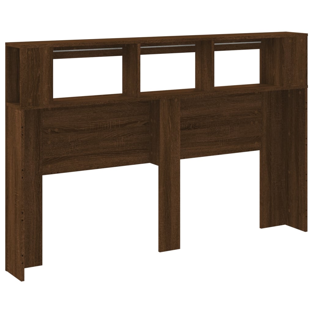 Brown Oak LED Headboard, Engineered Wood, 160x18.5x103.5 cm