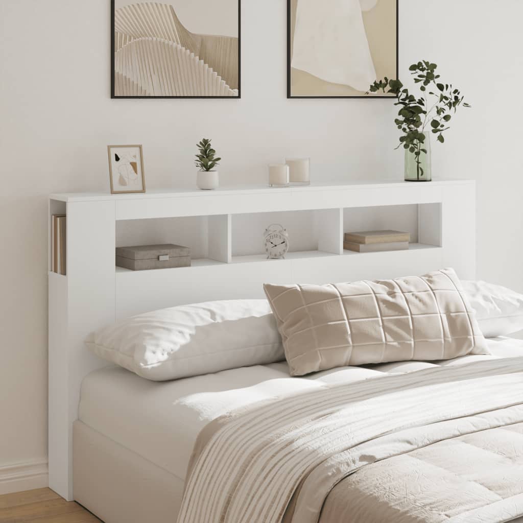 White LED Headboard 180x18.5x103.5 cm - Engineered Wood Beauty
