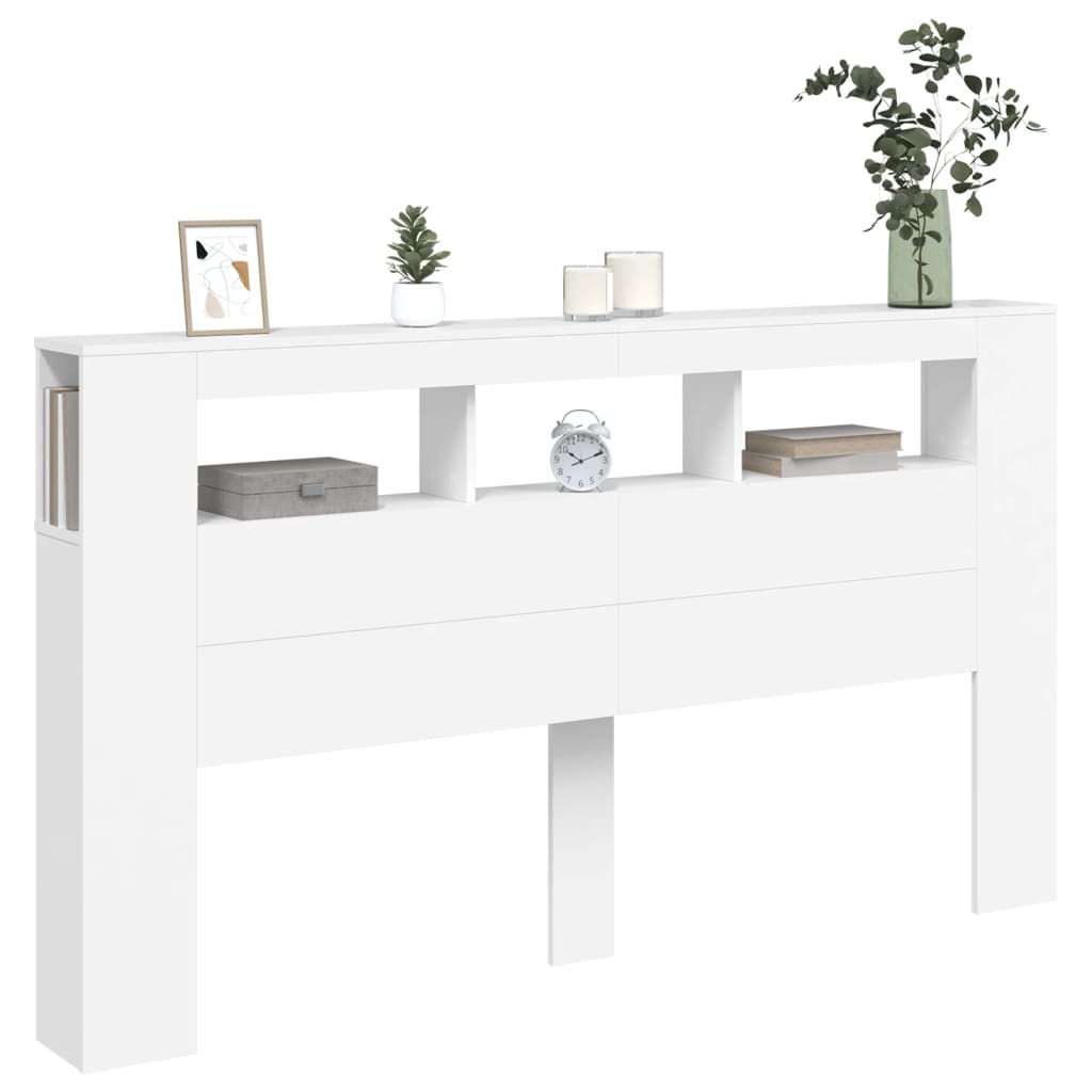 White LED Headboard 180x18.5x103.5 cm - Engineered Wood Beauty