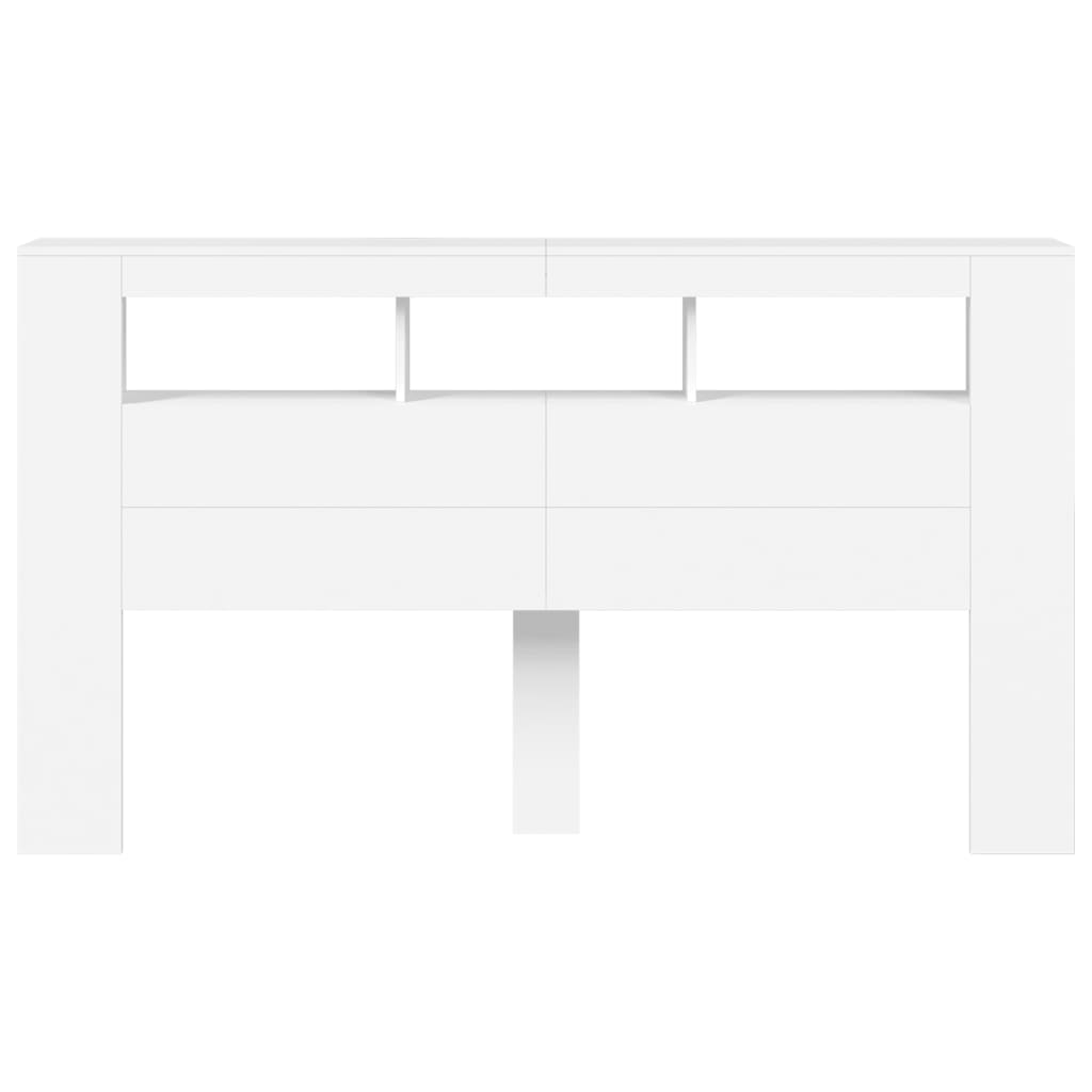 White LED Headboard 180x18.5x103.5 cm - Engineered Wood Beauty
