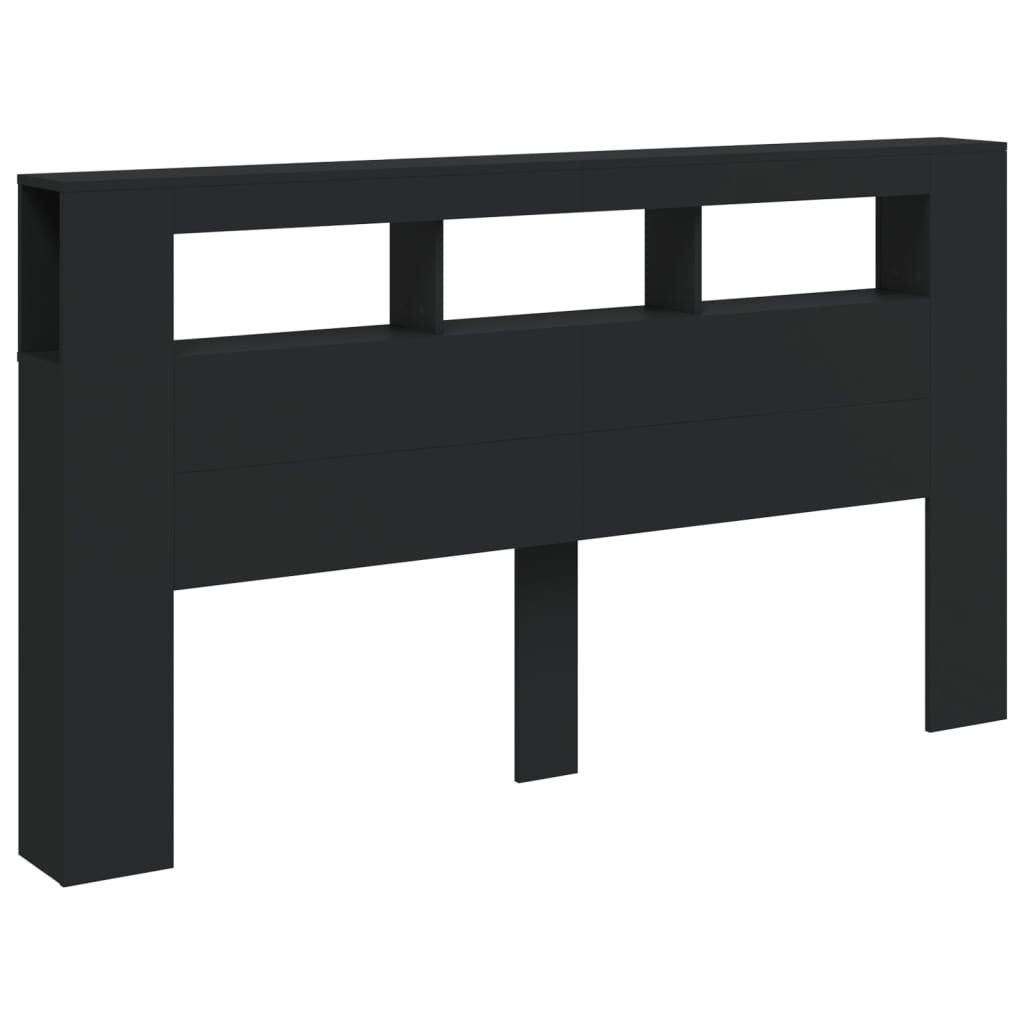 Sleek Black LED Headboard 180x18.5x103.5 cm - Engineered Wood