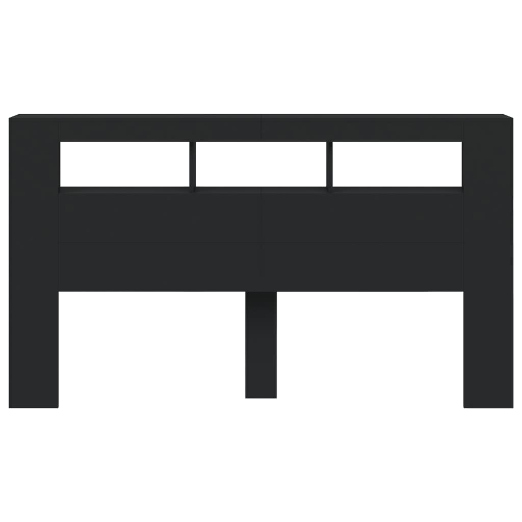 Sleek Black LED Headboard 180x18.5x103.5 cm - Engineered Wood