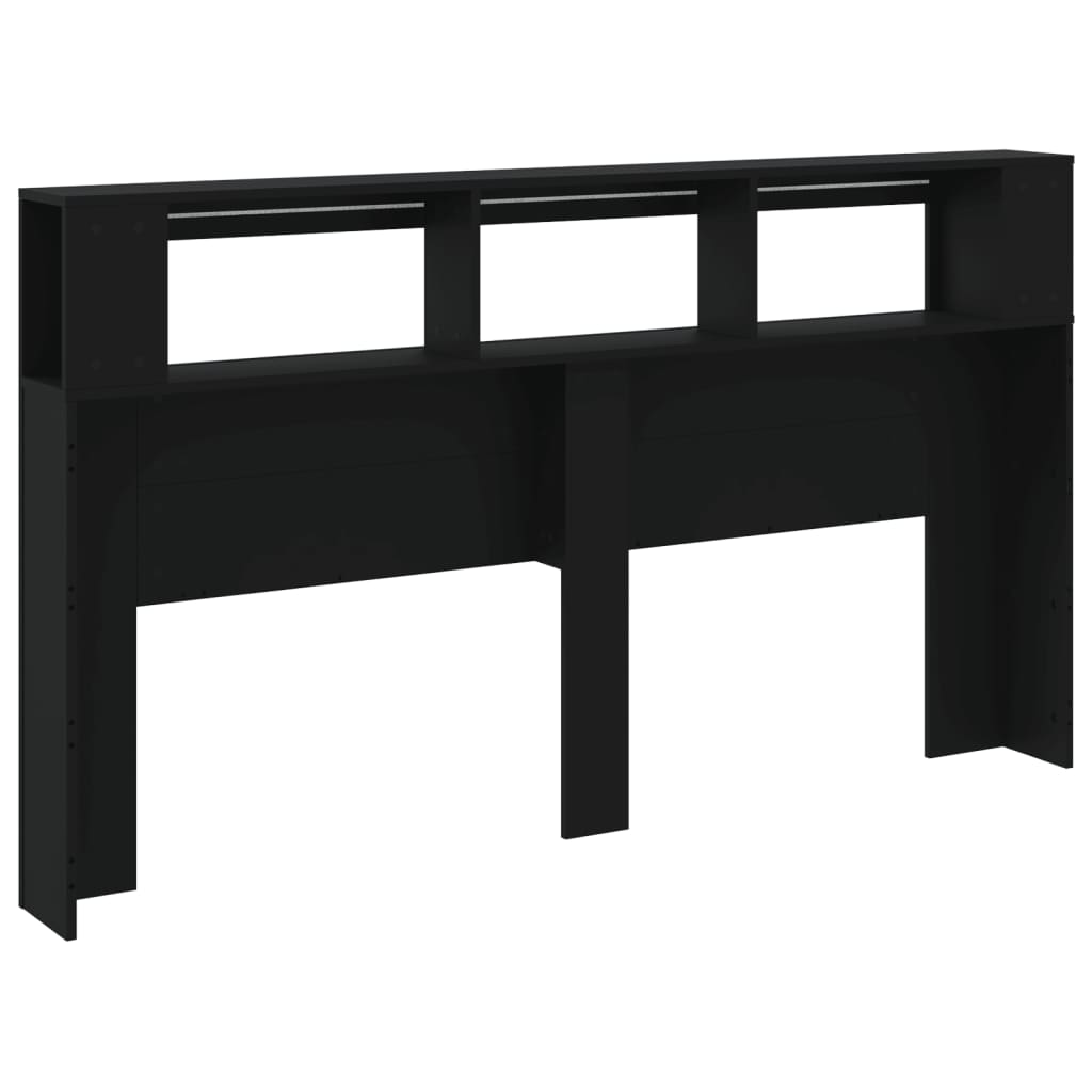 Sleek Black LED Headboard 180x18.5x103.5 cm - Engineered Wood