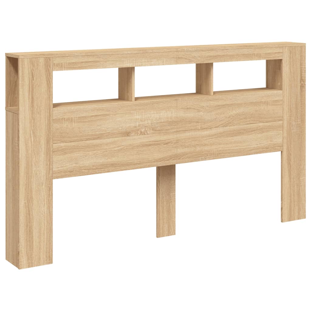 LED Headboard in Sonoma Oak, Engineered Wood, 180x18.5x103.5 cm
