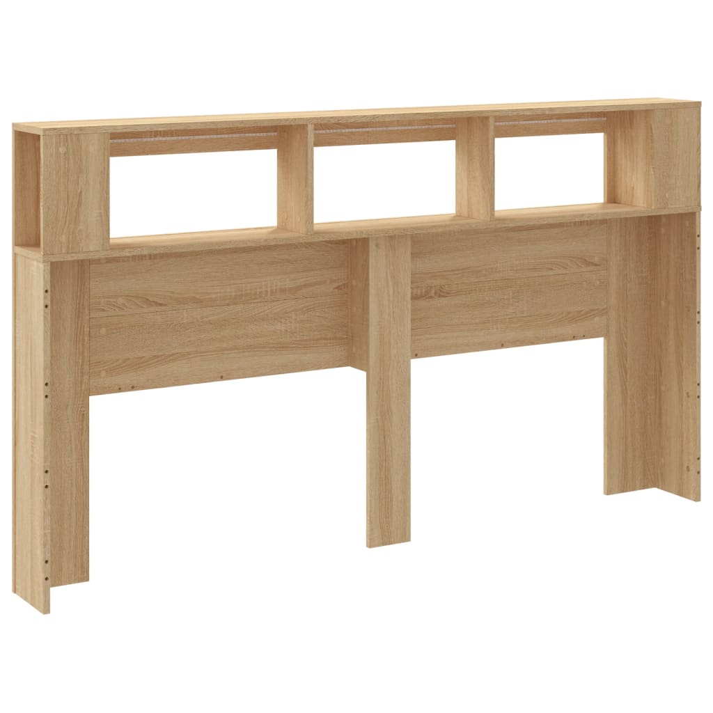 LED Headboard in Sonoma Oak, Engineered Wood, 180x18.5x103.5 cm