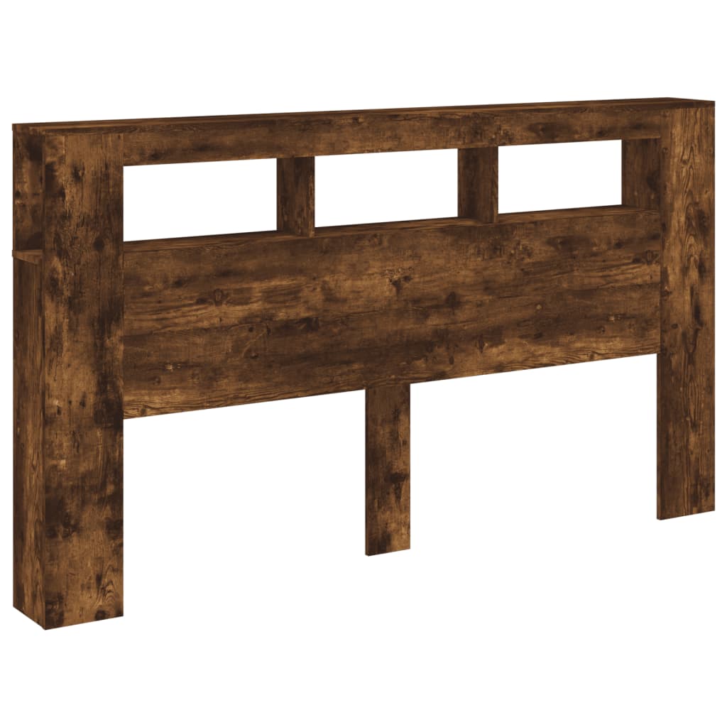 LED Headboard Smoked Oak, 180x18.5x103.5 cm, Engineered Wood