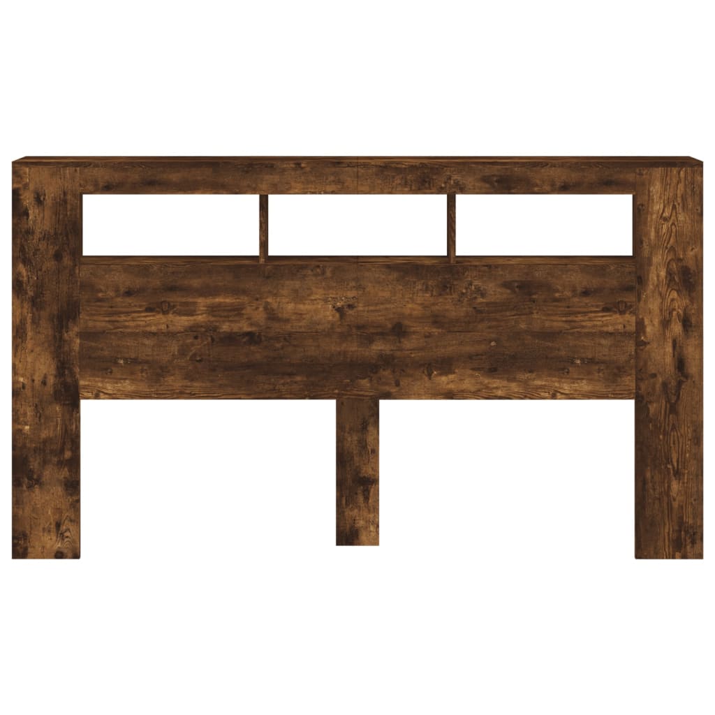 LED Headboard Smoked Oak, 180x18.5x103.5 cm, Engineered Wood