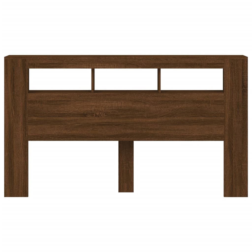 Elegant Brown Oak LED Headboard 180x18.5x103.5 cm - Engineered Wood