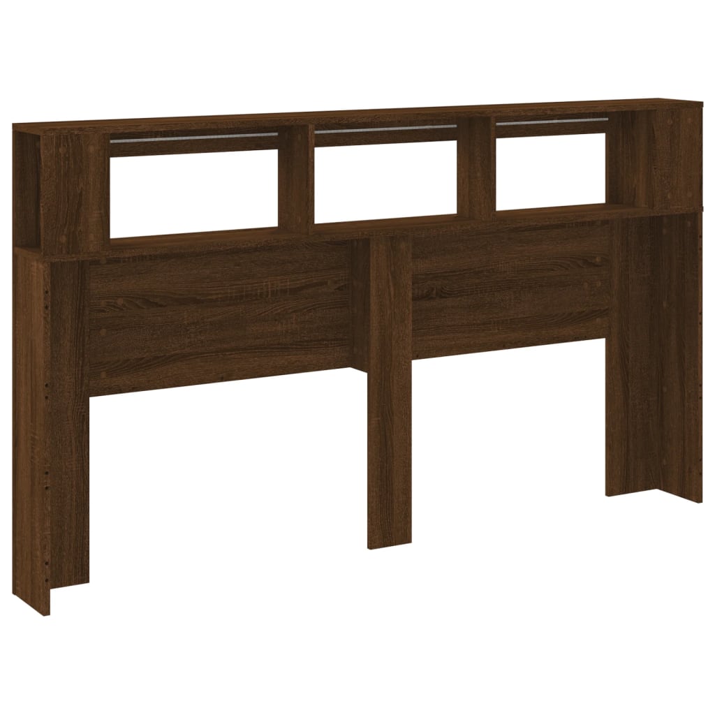 Elegant Brown Oak LED Headboard 180x18.5x103.5 cm - Engineered Wood